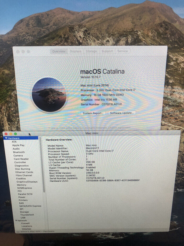 Apple Mac Mini Late 2014 intel i7 3.0 GHz 16GB RAM 256 SSD (PCIe) Very Good